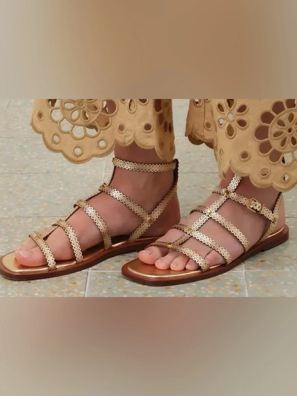 Zimmermann Women’s Beige Strappy Gladiator Sandals - Elegant Flat, new with tags